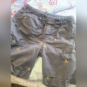 Boys 12‎ -Gray Shorts with Skull Embroidery - Elastic Waste
